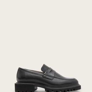 All Saints Lola Black Leather Loafers
